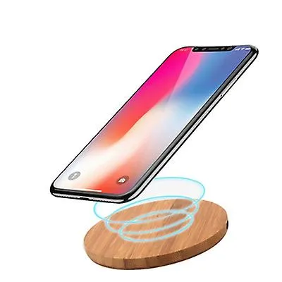 10W Prismatic 10W Portable Wireless Charger, Slim Wood Charging Pad AZ10047
