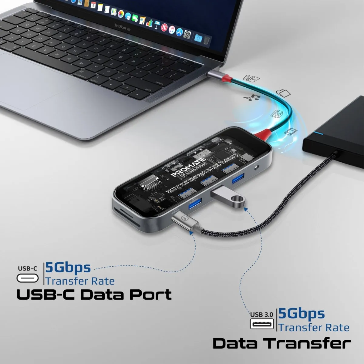 11-in-1 Transparent Ultra-Fast Multiport USB-C Hub with 100W Power Delivery