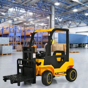 12V Kids Ride On Forklift with Remote Control and Back Trunk-Yellow