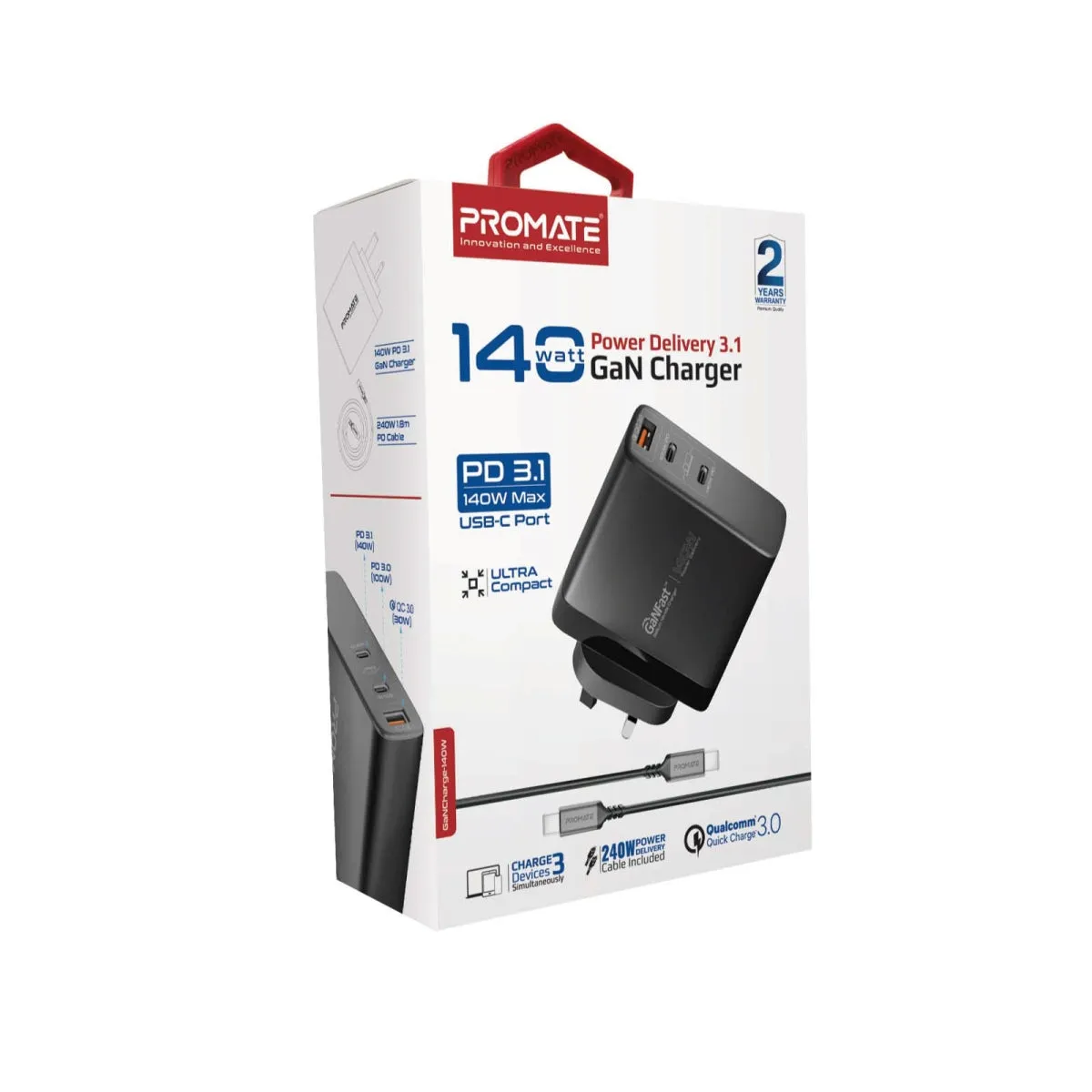 140W Power Delivery 3.1 GaN Charger