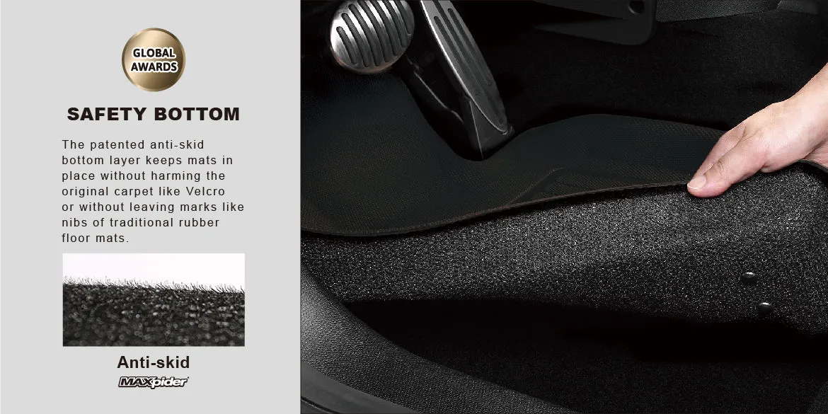 2007-18 Jeep Wrangler JKU 3D MAXpider All-Weather Floor Mats Custom Fit Car Floor Liners, Kagu Series (1st & 2nd Row, Black)
