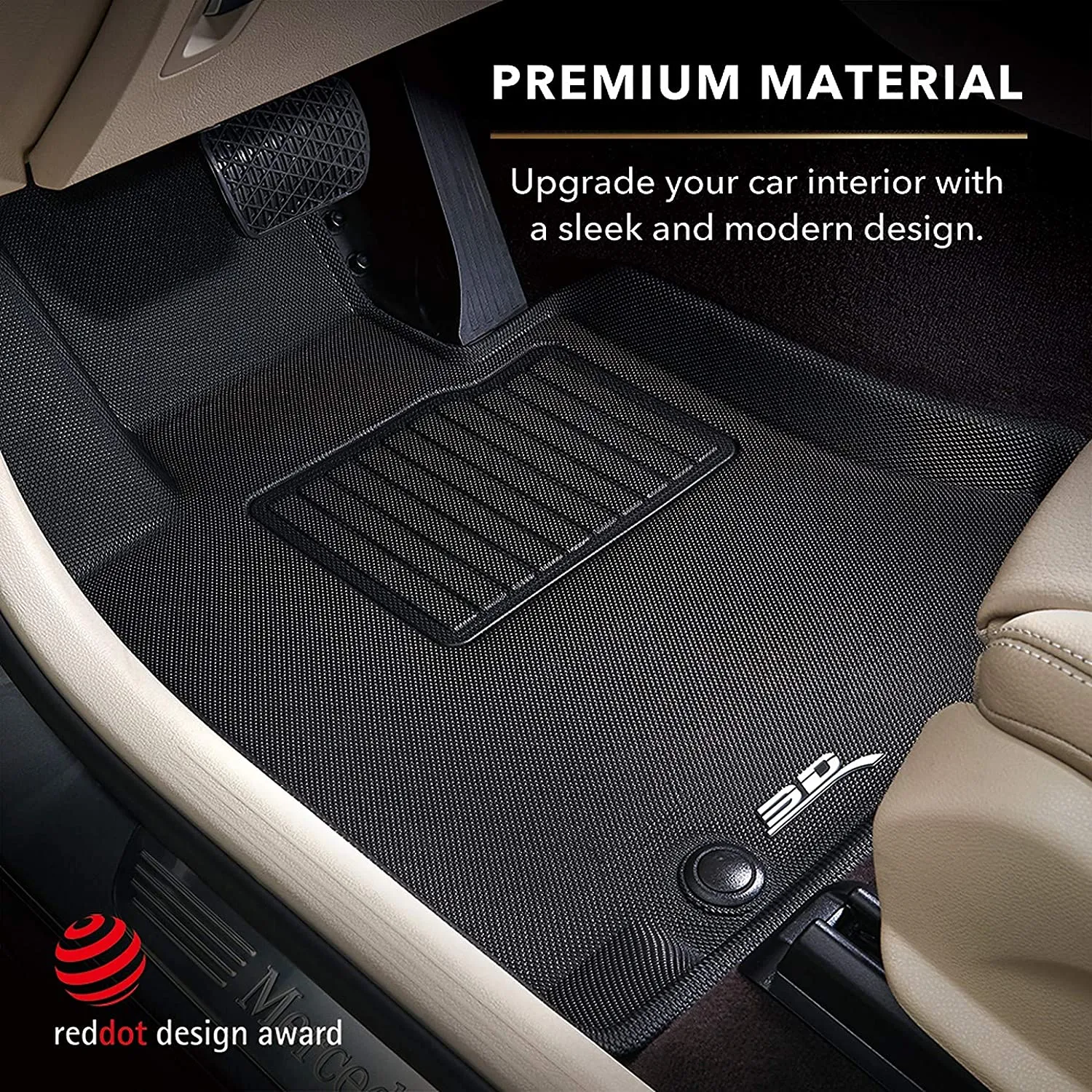 2020-21 Tesla Model S -3D MAXpider All-Weather Floor Mats Custom Fit Car Floor Liners, Kagu Series (1st & 2nd Row, Black)