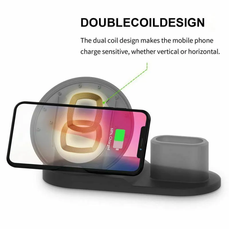 3in1 Qi Wireless Charger Pad Charging Station Dock For Apple Watch iPhone Airpod