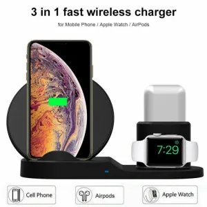 3in1 Qi Wireless Charger Pad Charging Station Dock For Apple Watch iPhone Airpod