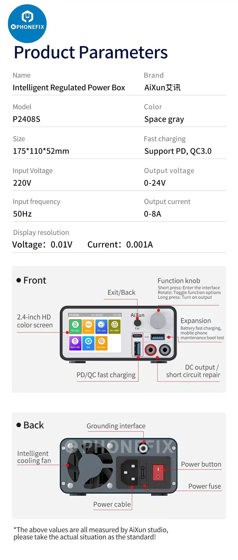 AiXun P3208 intelligent Smart Regulated Power Supply 320W high-power