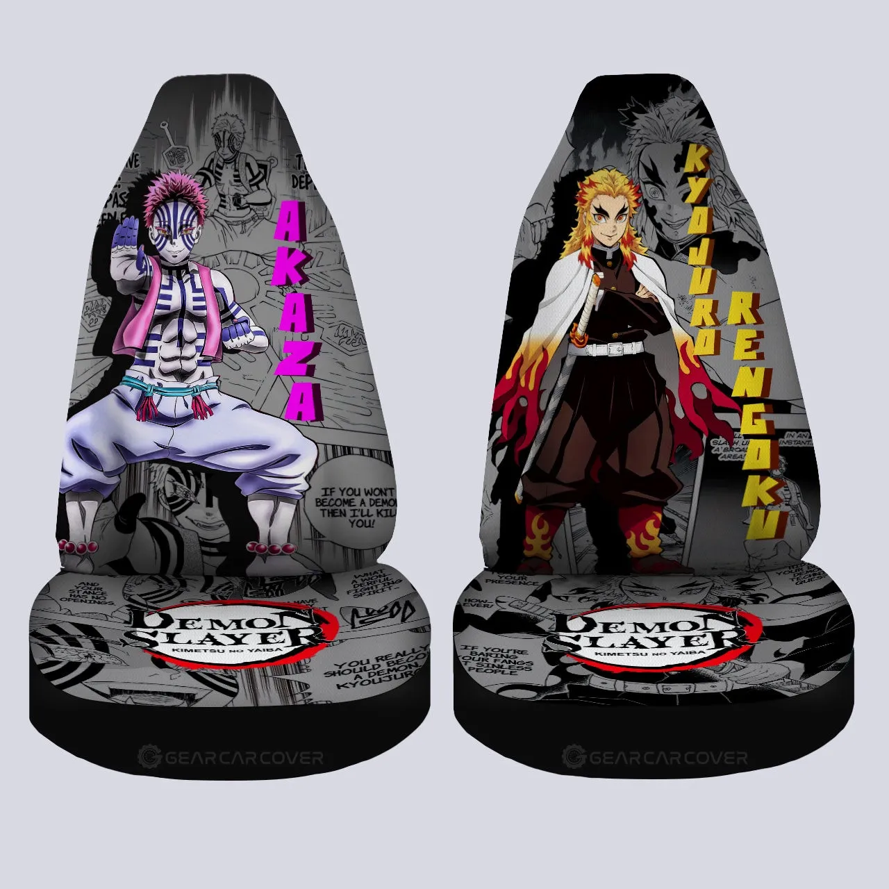 Akaza And Rengoku Car Seat Covers Custom Mix Mangas
