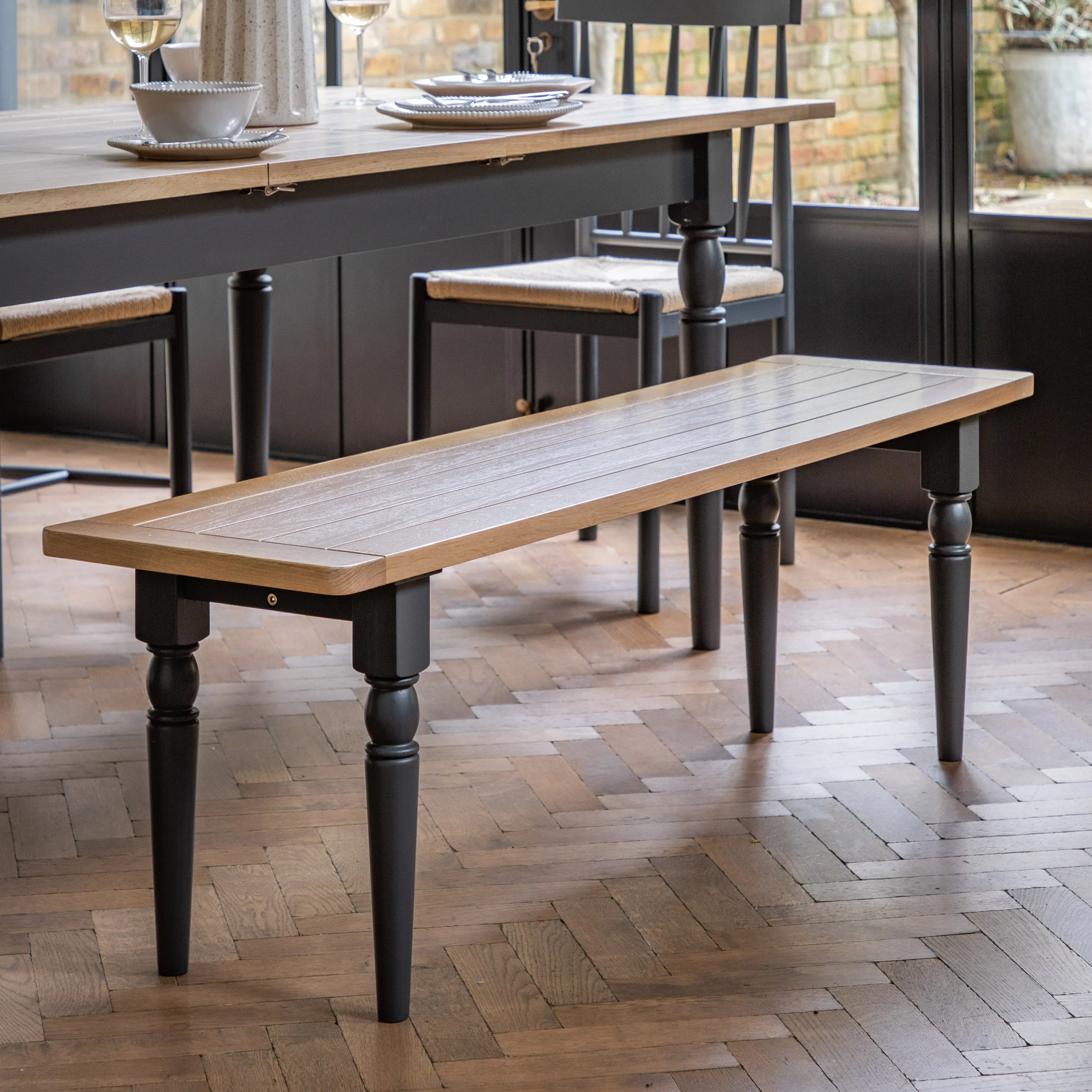 Amos Eton Dining Bench Meteor