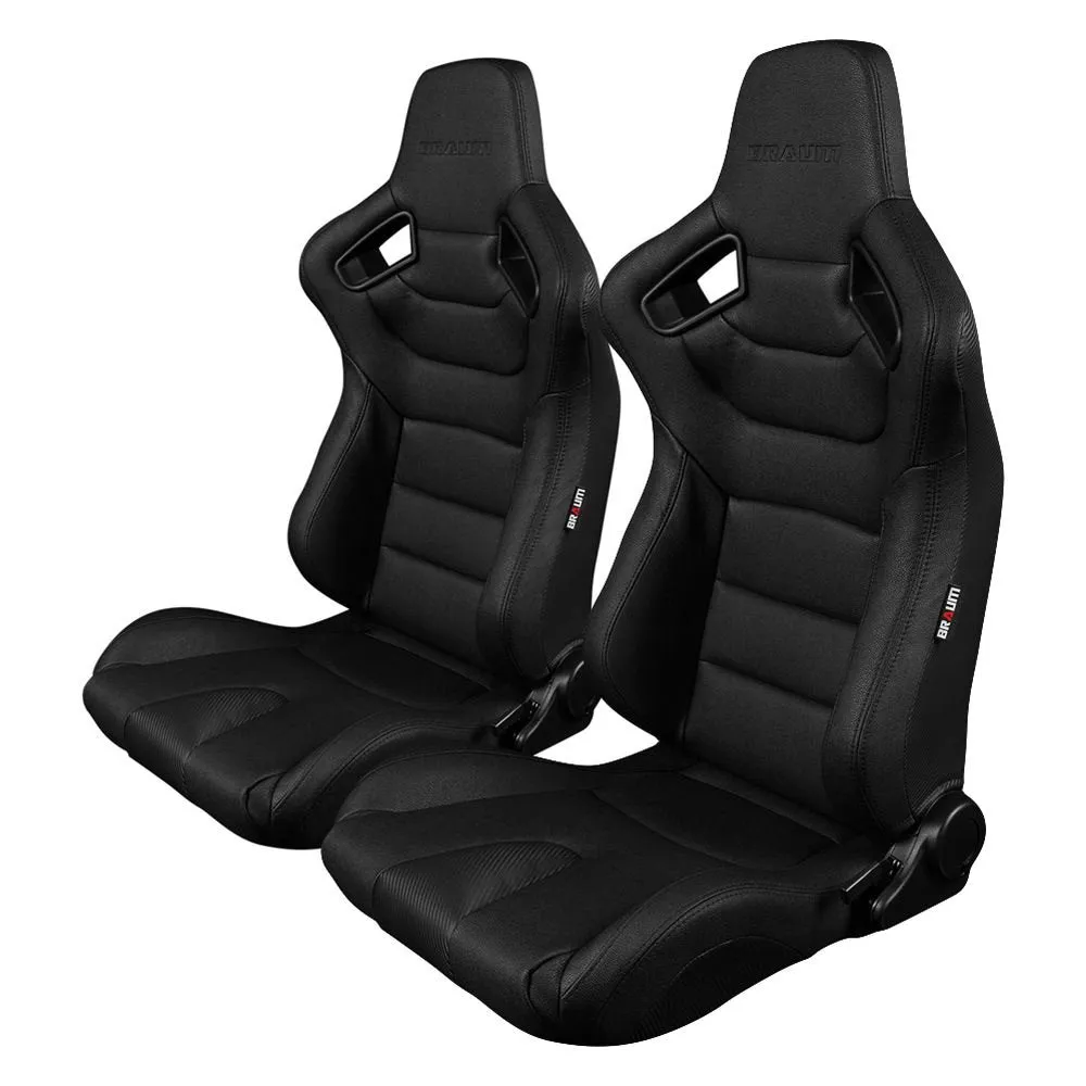 BRAUM Elite Sport Seats (Reclining - Black/Black Stitch Leatherette) BRR1-BKBS