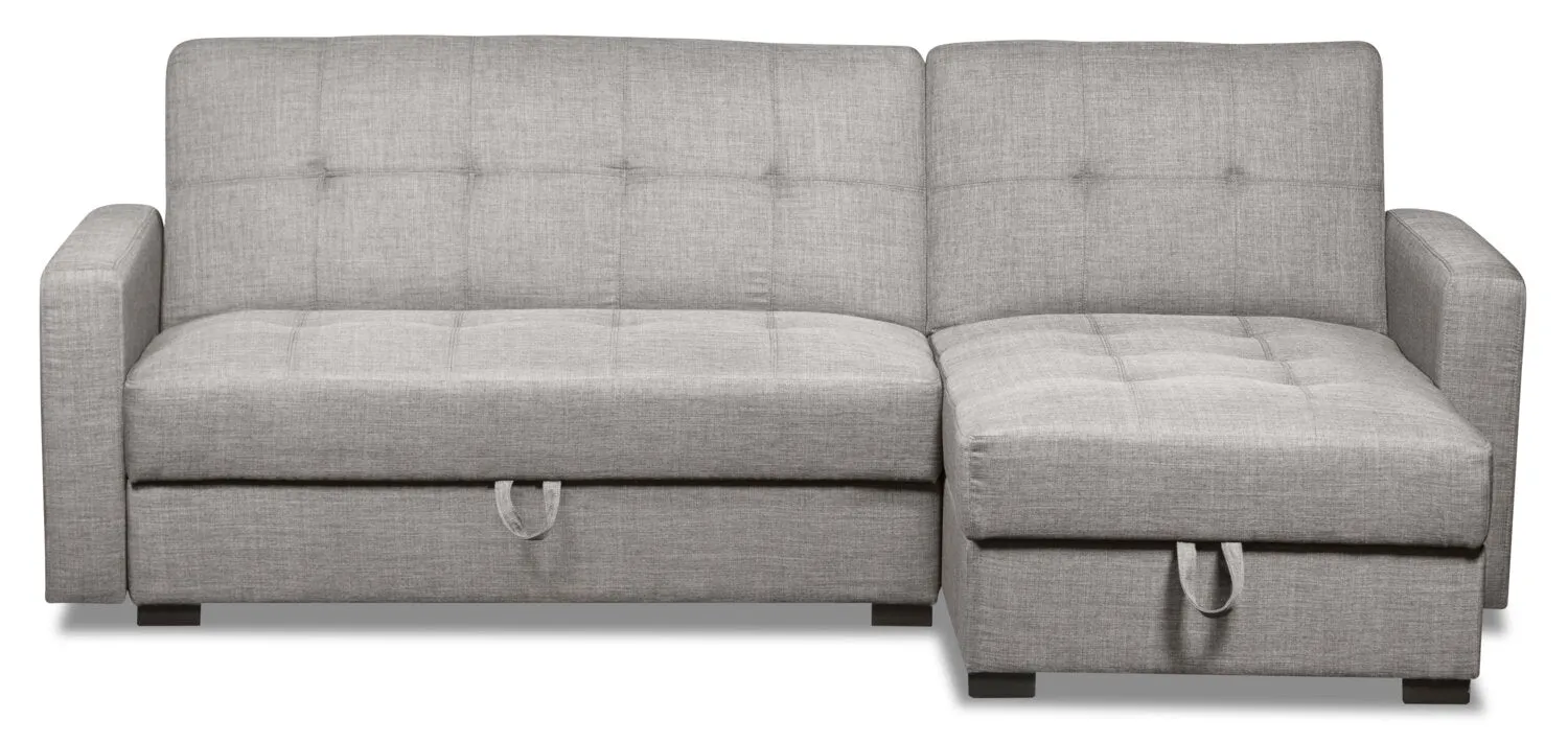 Caledon 2-Piece Linen-Look Right-Facing Futon Sectional - Steel