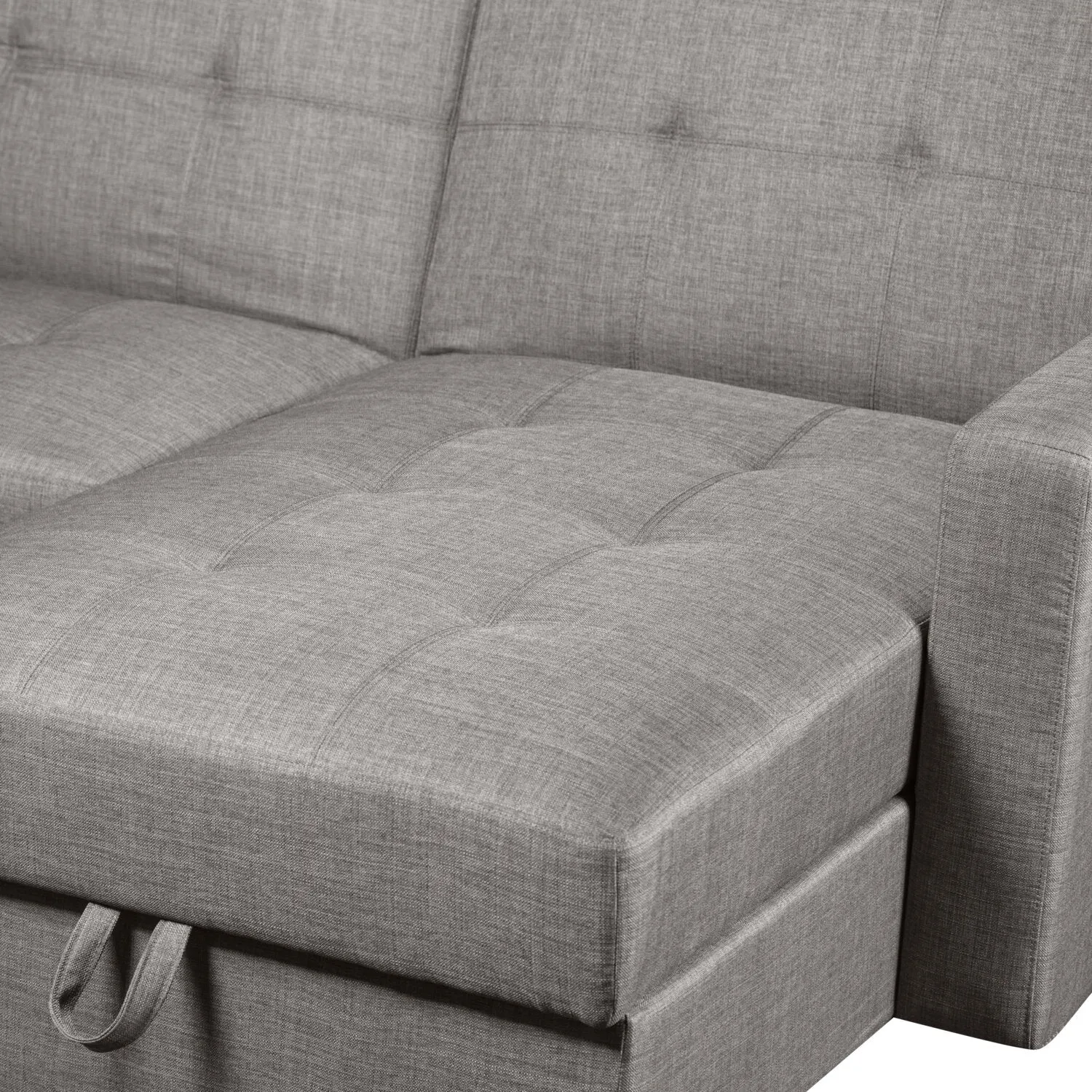 Caledon 2-Piece Linen-Look Right-Facing Futon Sectional - Steel