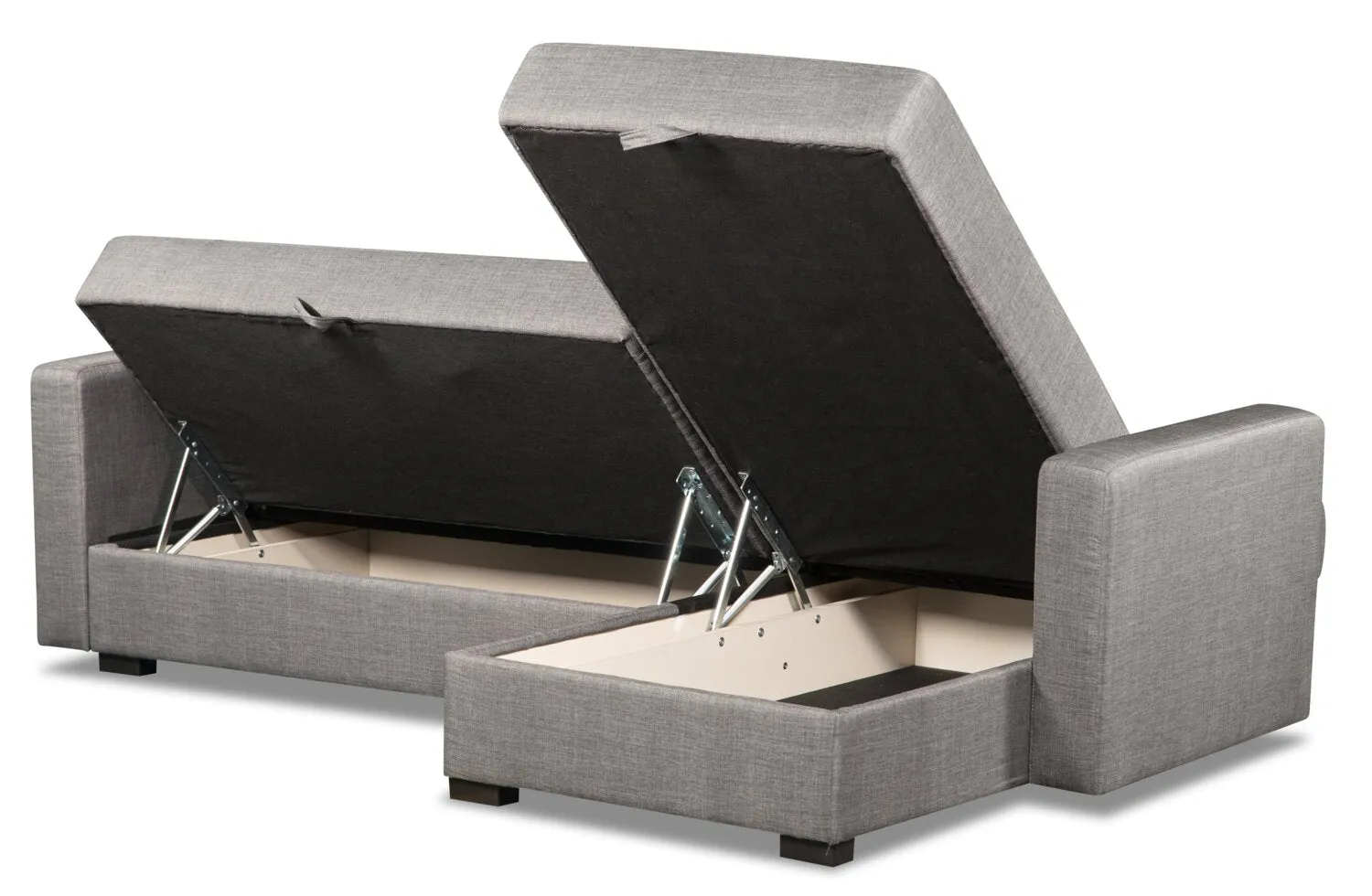 Caledon 2-Piece Linen-Look Right-Facing Futon Sectional - Steel