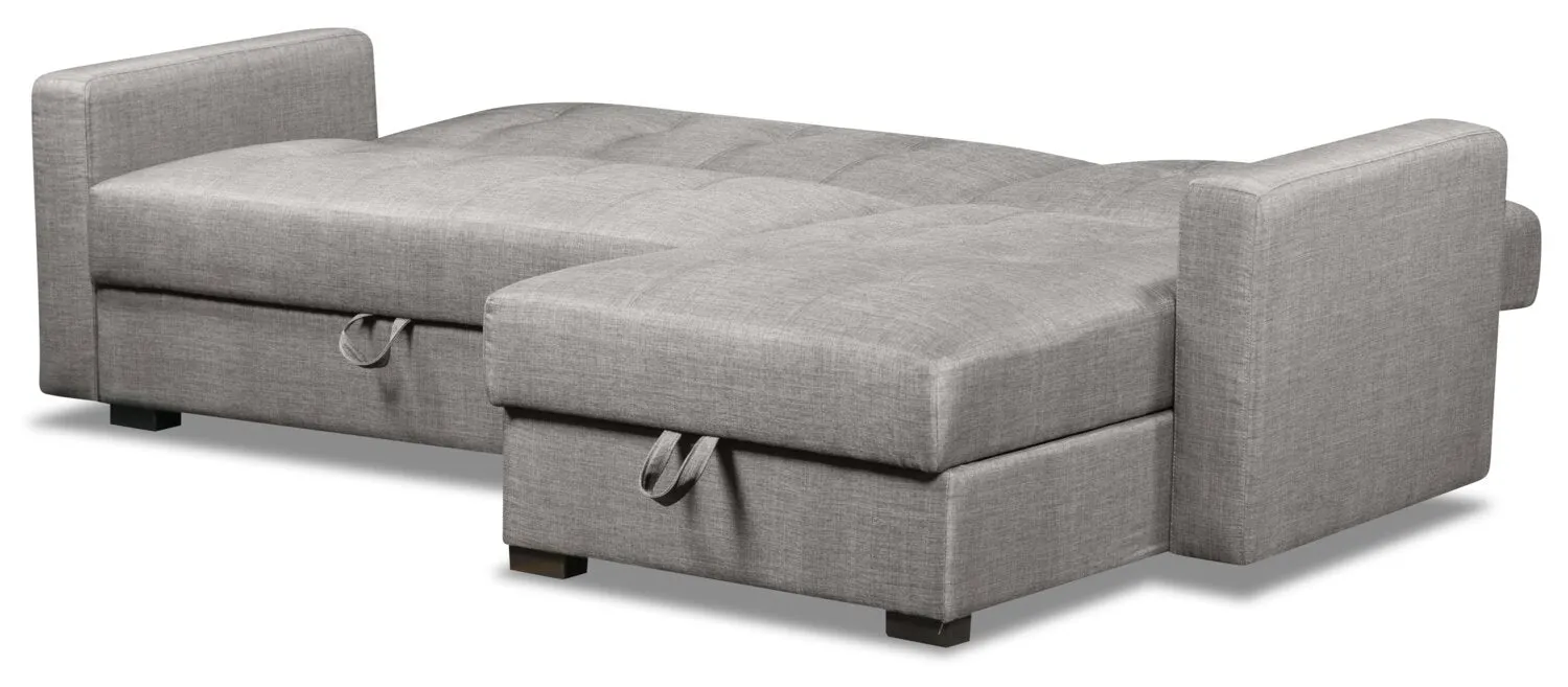 Caledon 2-Piece Linen-Look Right-Facing Futon Sectional - Steel