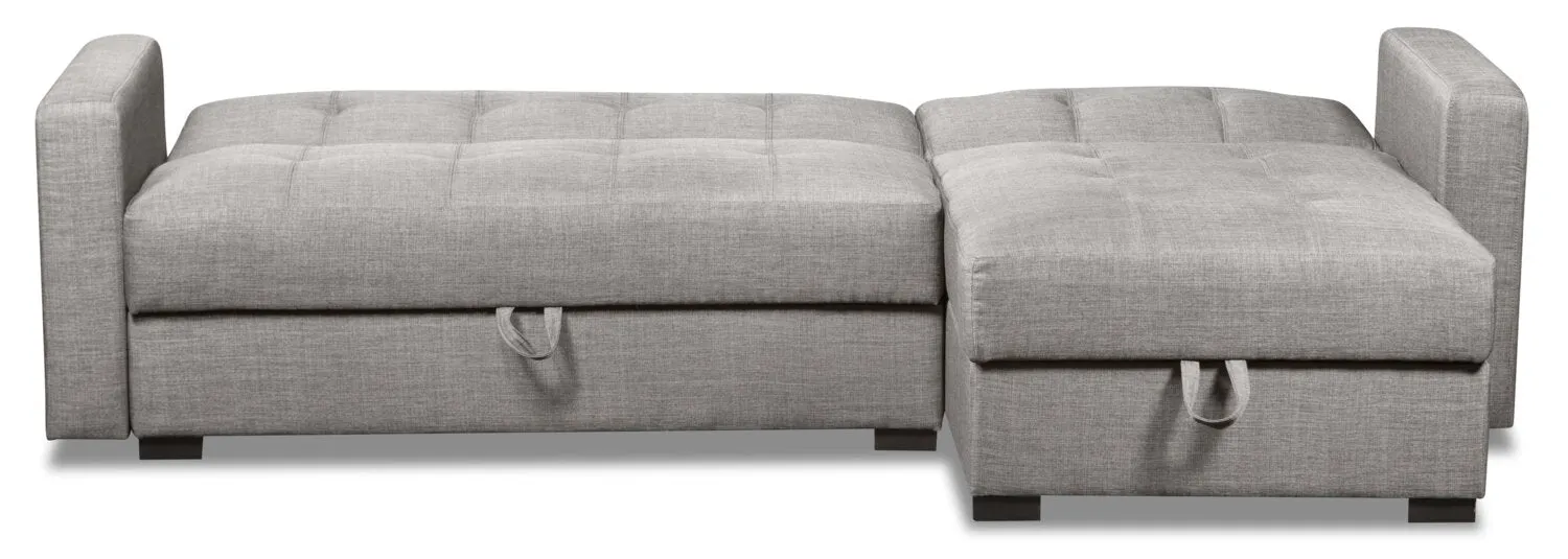 Caledon 2-Piece Linen-Look Right-Facing Futon Sectional - Steel