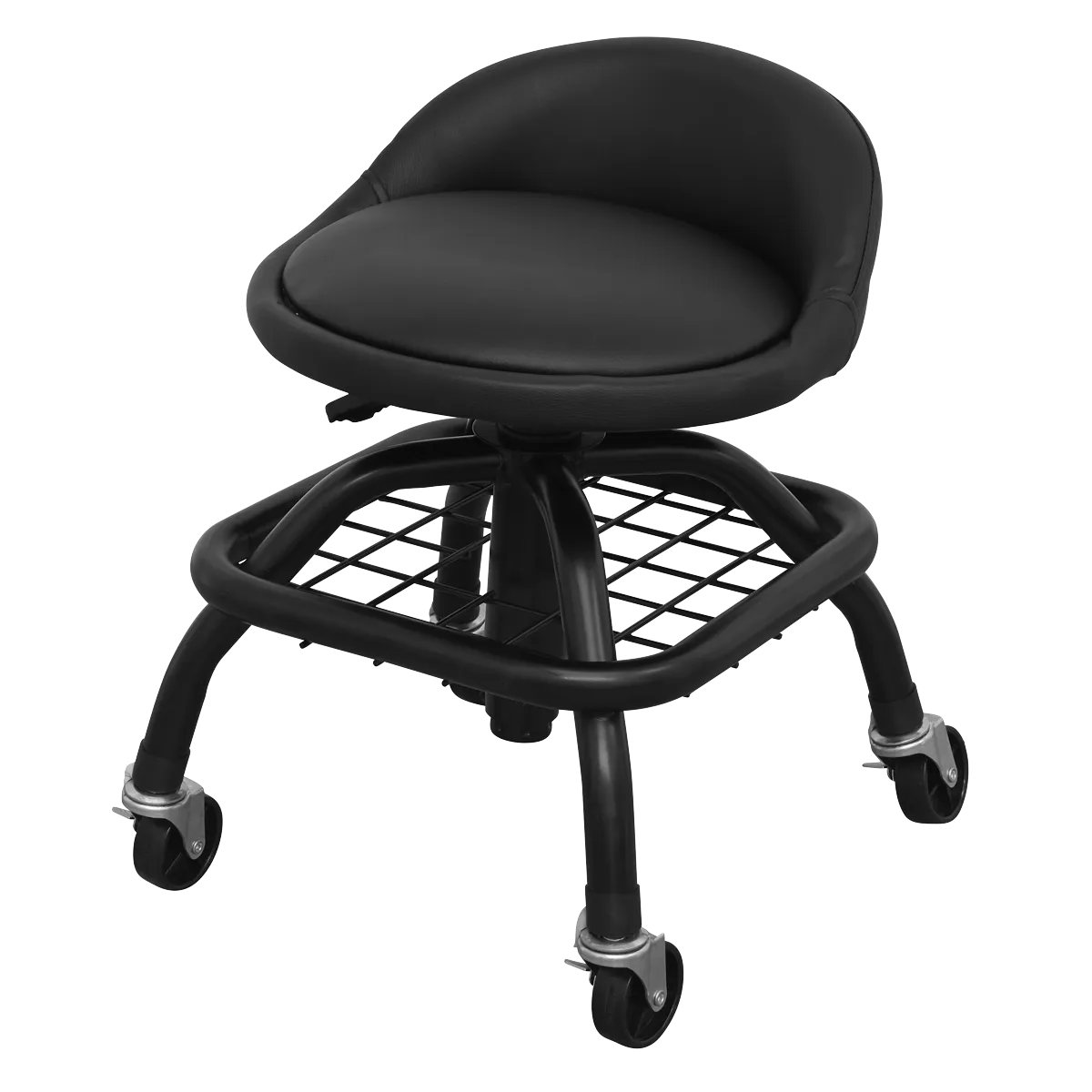 Creeper Stool Pneumatic with Adjustable Height Swivel Seat & Back Rest