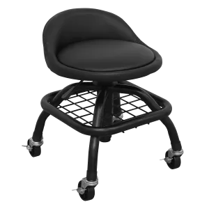 Creeper Stool Pneumatic with Adjustable Height Swivel Seat & Back Rest