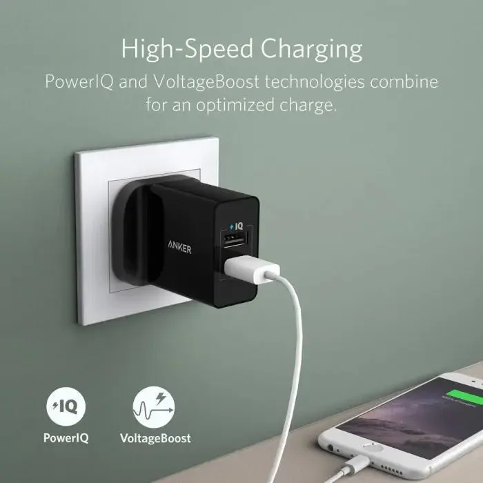 [Euro Plug] Anker Charger Powerport 24W 4.8A 2-Port Wall USB Charger A2021