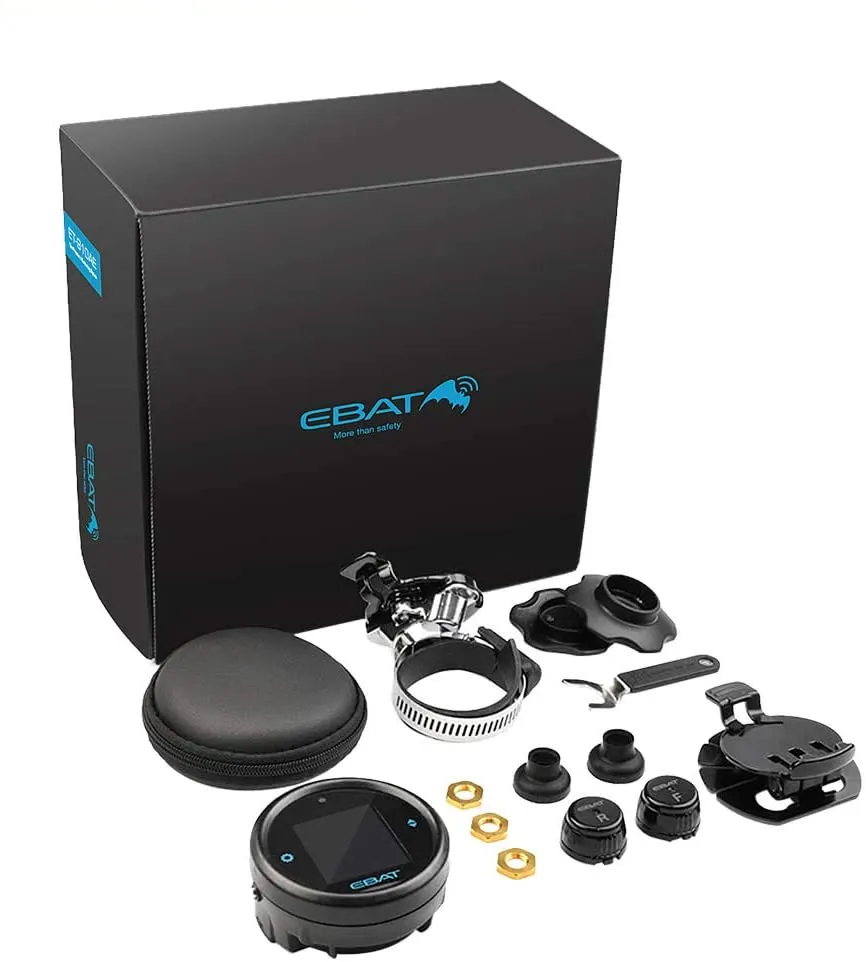 Motorcycle Tire Pressure Monitor System - Universal Motorcycle TPMS Oversized LCD Screen with Display Time in Real Time