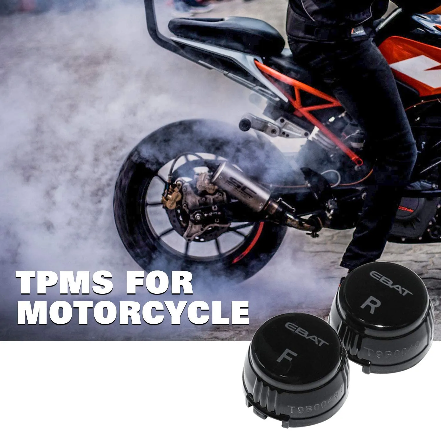 Motorcycle Tire Pressure Monitor System - Universal Motorcycle TPMS Oversized LCD Screen with Display Time in Real Time