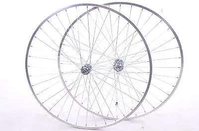 RACER-ROAD BIKE 27”x1 1-4” POLISHED ALLOY "CHROME LOOK “ MULTI-SPEED WHEEL SET