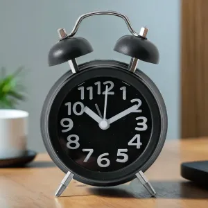 The Better Home Alarm Clock (10cm) |Alarm Clock for Students |Alarm Clock for Bedroom |Loud Alarm Clock for Heavy Sleepers |Mini Alarm Clock for Kids |Twin Bell Table Clock for Study Table-Black