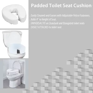 Thick Padded Toilet Cushion – 4" Height for Maximum Comfort