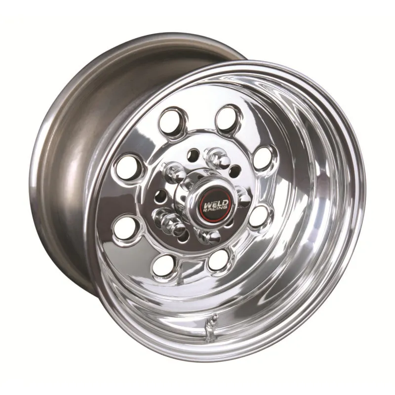 Weld Draglite Polished Wheel - 15" x 14" - 5 x 4.5"-4.75" Bolt Circle - 3.5" Back Spacing - 16.8 lbs