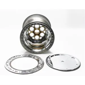 Weld Magnum Sprint Spline Wheel - 15" x 17" - 42 Spline - 6" Back Spacing - Polished - Gold Center - Outer Bead-Loc w/ Cover